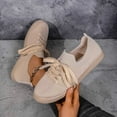 thumbnail image 6 of uvwlwu Women's Casual On Shoes Breathable Mesh Lace Up Flat Comfortable Walking Shoes For Daily Wear Fashion Sneakers(Beige,7), 6 of 9