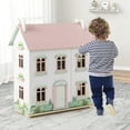 thumbnail image 4 of Gymax Kids Wooden Dollhouse w/ Double-Sided Roofs & Openable Doors Rich Furniture, 4 of 10