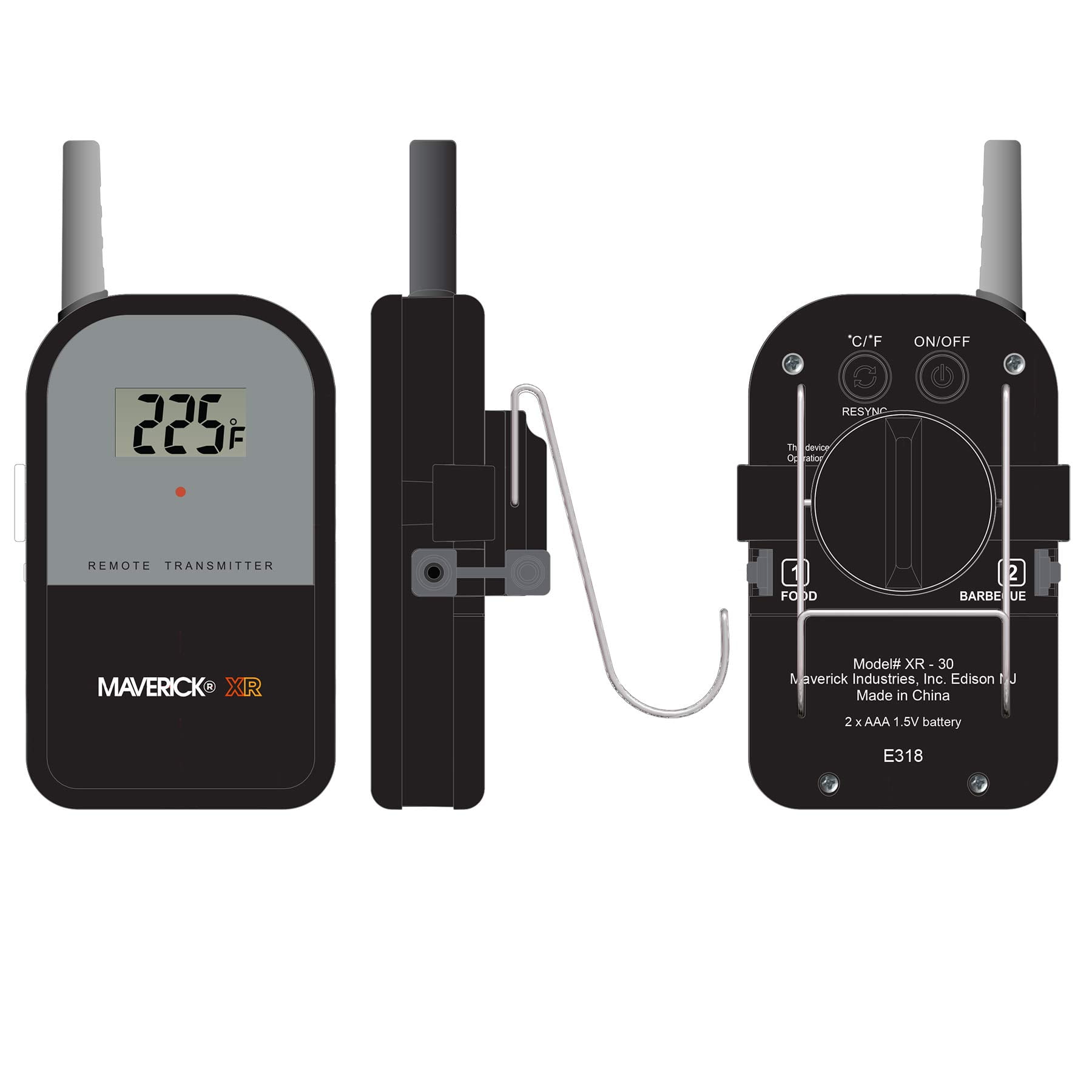 Maverick Remote Extended Range Thermometer with New Insta-SYNC Technology – Wireless BBQ Meat Thermometer for Remote Monitoring Up to 500 Ft – Receiver, Transmitter & Food Probe for Grill, Oven or S