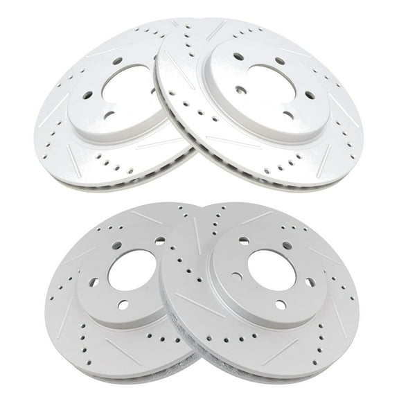 TRQ Front and Rear Performance Brake Rotors Set Premium G-Coated Cross Drilled & Slotted Fits Select 2005-2010 Ford Mustang