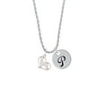 thumbnail image 2 of Delight Jewelry Silvertone German Shepard Silhouette Heart Silvertone Script Initial Disc - P - Charm Necklace, 20"+3", 2 of 4