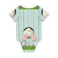 thumbnail image 2 of Daiia White Bunny Bottom And Easter Eggs Printed Unisex-Baby Short Sleeve Onesies Bodysuits Baby Climbing Clothes Soft and Comfortable Romper with Expandable Shoulder Design-3 Months, 2 of 8