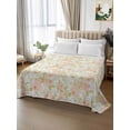 thumbnail image 2 of Beige Flowers King Size Flat Sheet, Wrinkleproof & Fadeproof Cooling Flat Bed Sheet Only, Farmhouse Botanical Floral Green Leaves Breathable Soft Bedding Top Sheets 105 x 98 Inches, 2 of 8