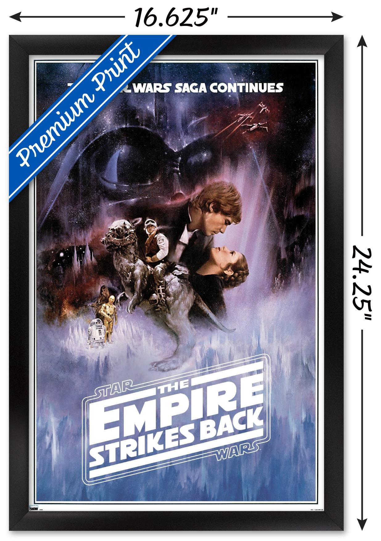 Star Wars: The Empire Strikes Back - One Sheet (No Billing Block) Wall Poster, 14.725" x 22.375" Framed