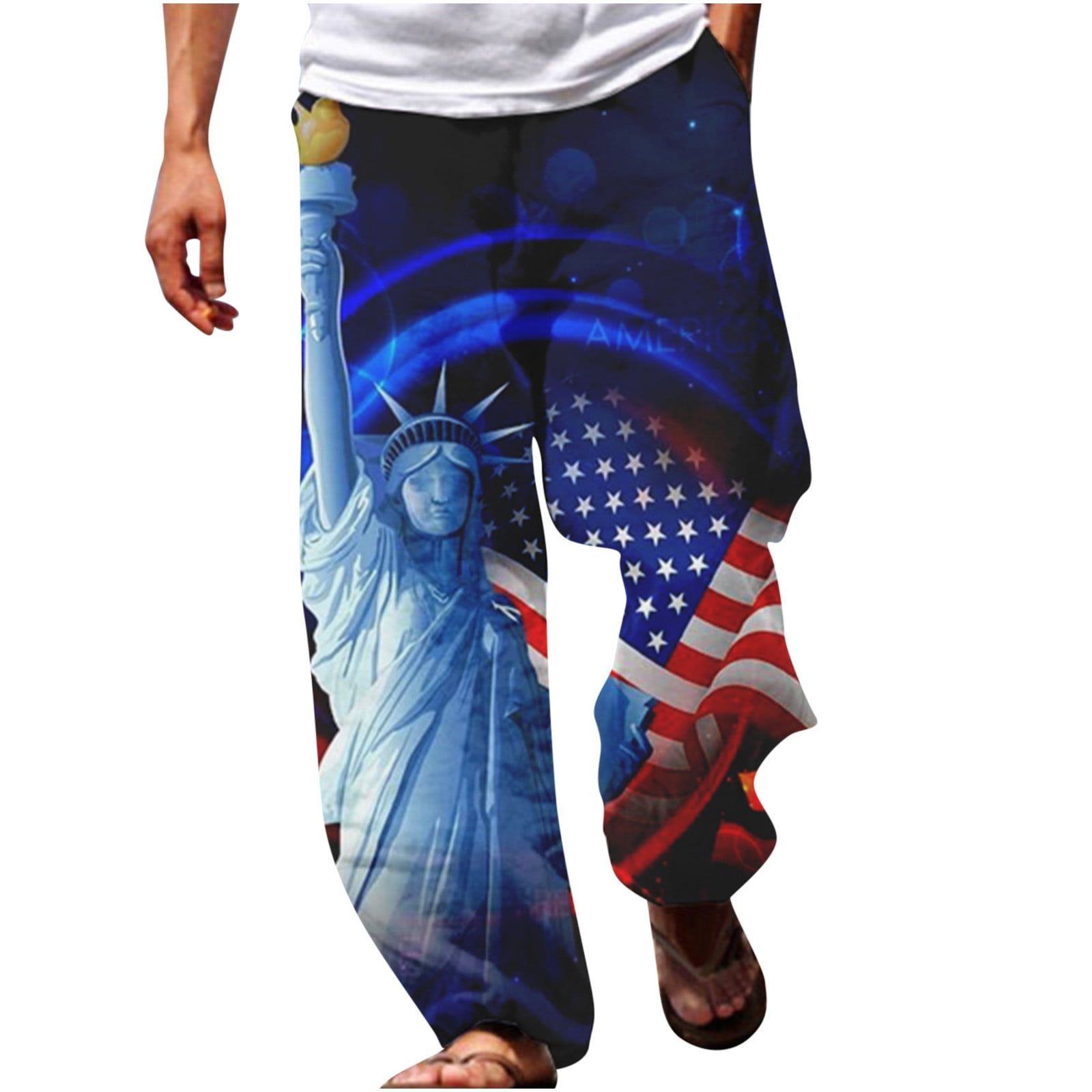 Distressed Denim Look Flag SOFT Capri Leggings July 4th Independence Day  Red White Blue Capris rts