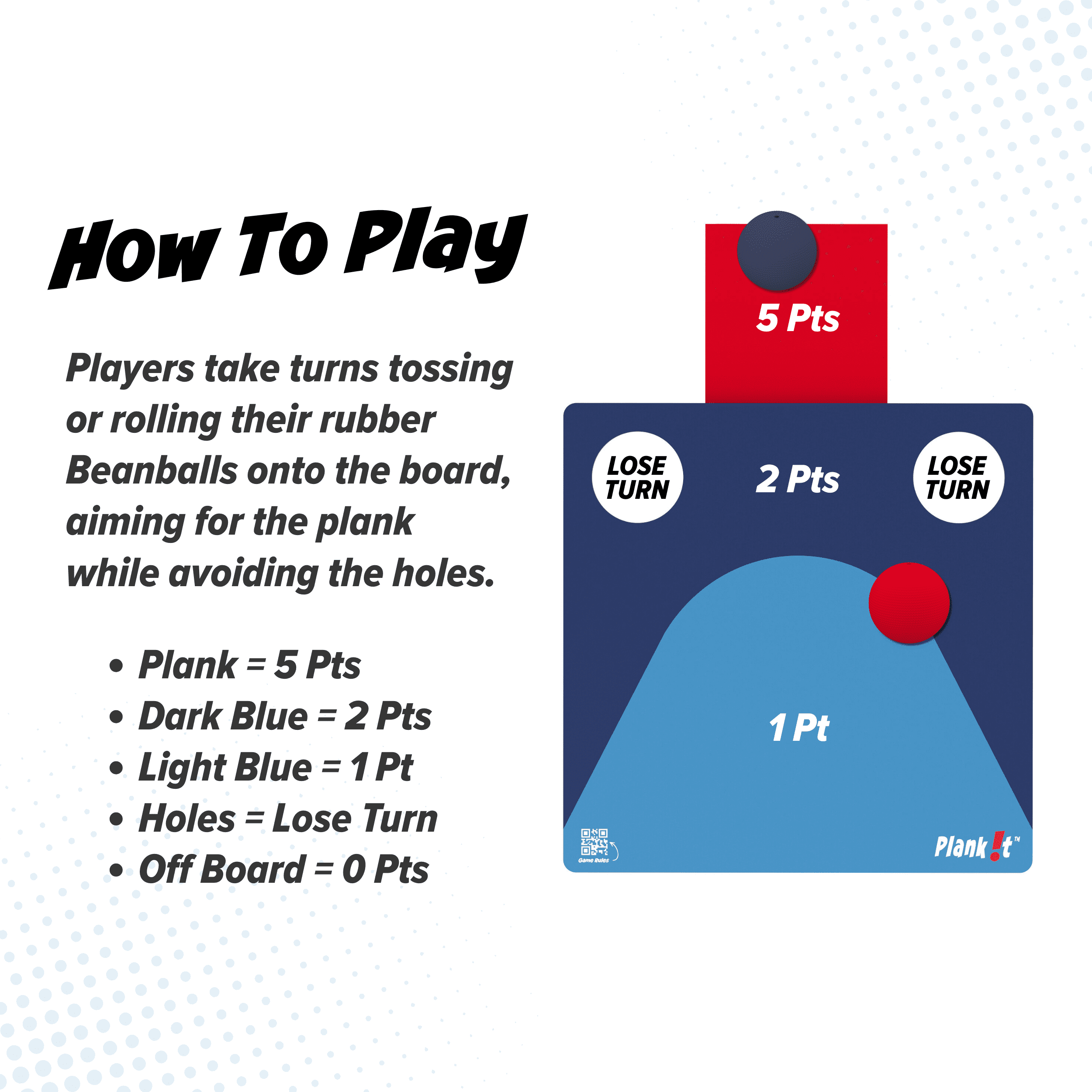 Plank-It! A New Toss Game for Outdoors and Indoors, Rubber Ball Game, for All Ages, by MinnARK