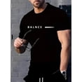 thumbnail image 1 of Camiseta deportiva informal de manga corta para hombre con estampado BALNCE y cuello redondo con diseño de rayas horizontales. Lavable a máquina. Ideal para actividades diarias al aire libre. Camiseta, 1 of 5