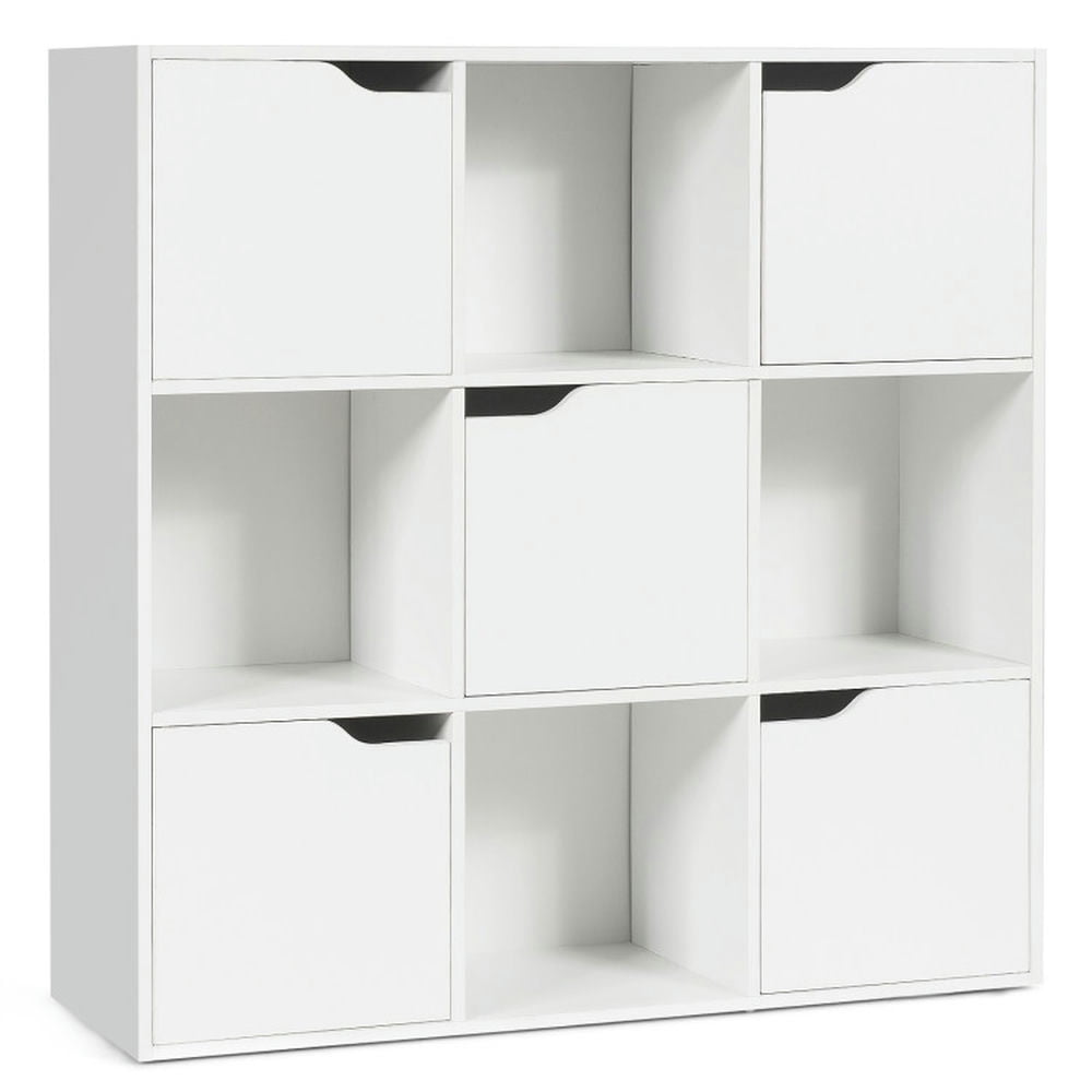 Demi Bonn Free Standing 9 Cube Storage Wood Divider Bookcase for Home and Office, White