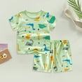 thumbnail image 4 of Kids Toddler Boys Shorts Set Tracksuit Shorts Sets Dinosaur Pattern Short Sleeve Shirt Top Shorts Suits Tracksuit Two Piece Clothes Set Summer Outfits,Size 6 Years 7 Years, 4 of 5