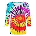 thumbnail image 5 of CYMMPU Tie Dye 3/4 Sleeve Tunic Tops Loose Fit Spring Tops Blouses for Women Dressy Casual Round Neck Fall Trendy Shirts Ombre T-Shirts Multicolor XXL, 5 of 5