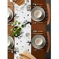 thumbnail image 5 of Table Runners 108 Inches Long Dress Scarves, Halloween Castle Farmhouse Coffee/Dining/Kitchen Table Runner for Living Room, Cartoon Moon Ghost Bat Black White 13x108 Inch, 5 of 7