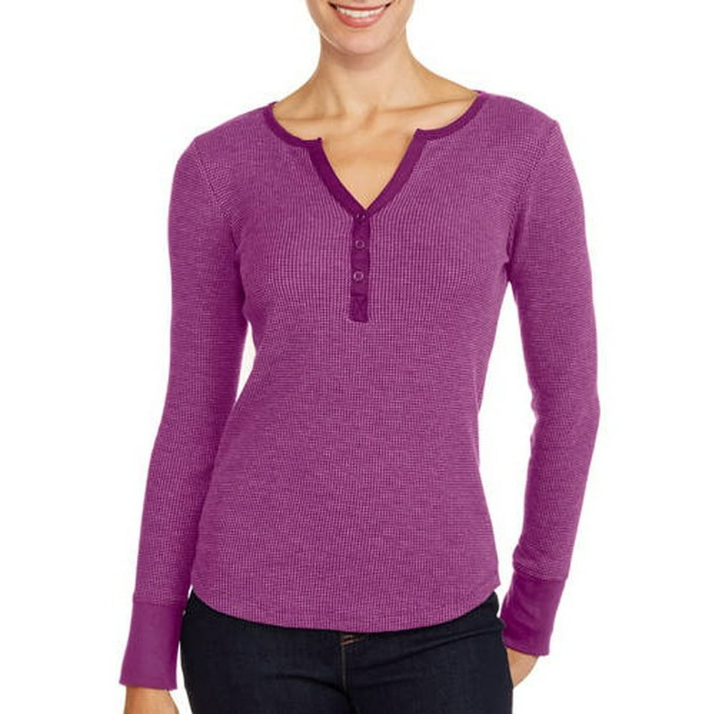 Faded Glory Faded Glory Women's Long Sleeve Henley Thermal