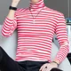 thumbnail image 3 of Camisetas para hombre, ropa coreana de otoño para hombre, camisetas ajustadas a rayas, camisetas de gran tamaño, cuello alto, ajustadas, rojas, de alta calidad, nuevas Y2k A, 3 of 4