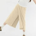 thumbnail image 6 of Lenpel Women's Culottes Pants Elastic High Waisted Wide Leg Summer Beach Pants Casual Palazzo Trousers with Pockets, 6 of 7
