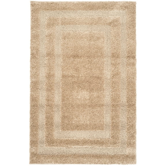 SAFAVIEH Florida Mason Bordered Shag Area Rug, Beige, 3'3" x 5'3"