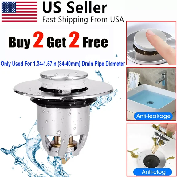 Bathroom Sink Stopper Core Bounce Wash Basin Pop Up Drain Filter Plug 1.3"~1.57"