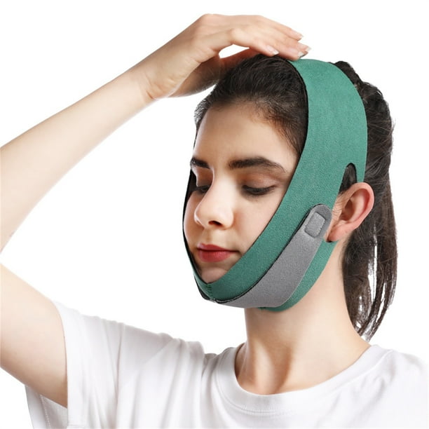 Fiudx Correa para La Barbilla, Banda de Elevación Facial En Forma de V, Cómoda y Ajustable, Reductor de Papada, Transpirable, para Uso Diario Durante El Sueño, Unisex, Reutilizable.