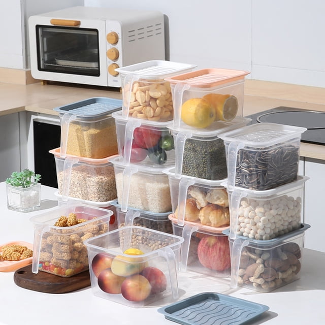 YAOMOBB Refrigerator Storage Container Clear Stackable Storage Box with Lid Handle for Large Capacity Dishwasher Safe Fruits Vegetables Food Organizer