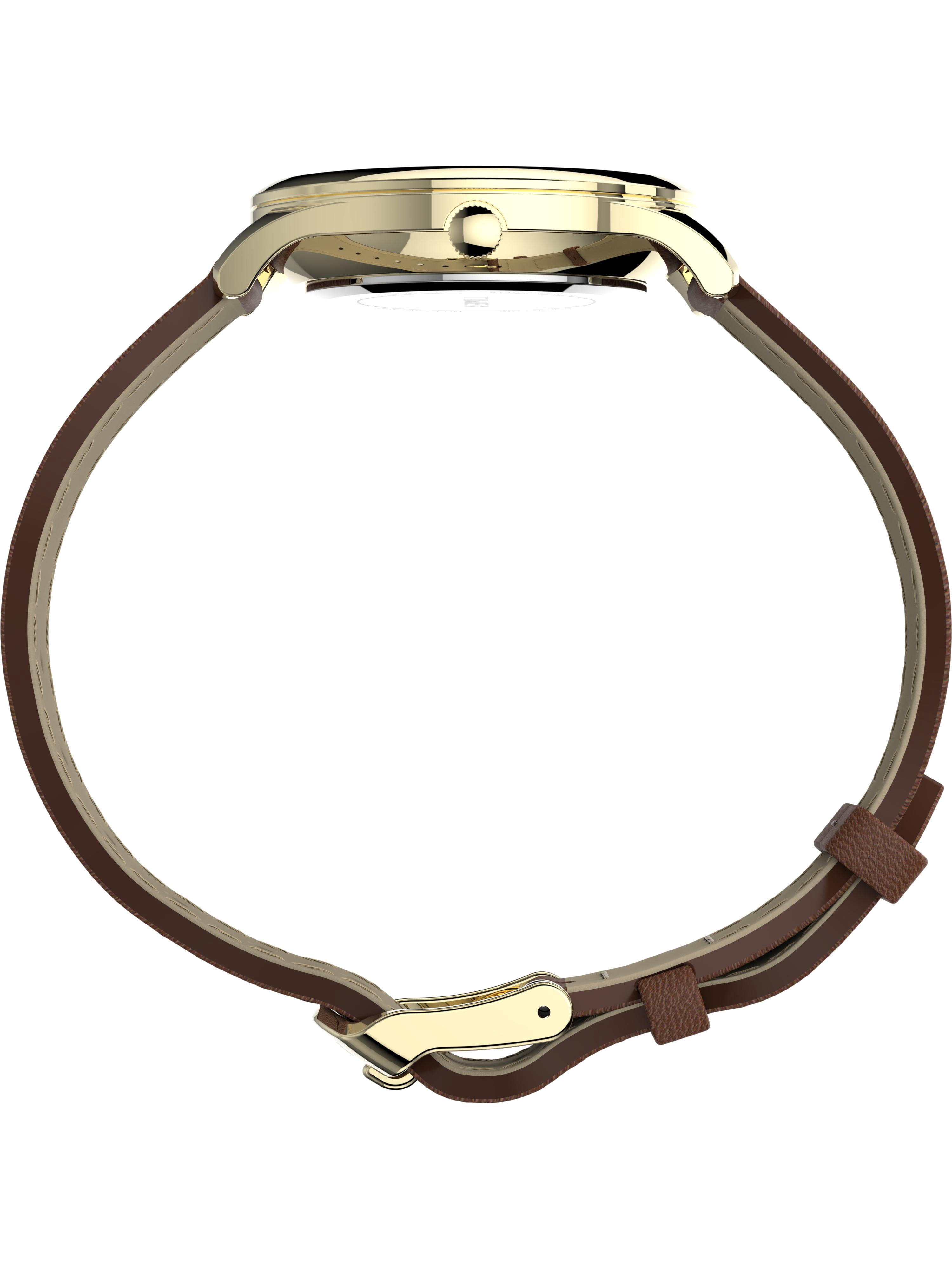 Timex Women's Modern Easy Reader 32mm Brown/Gold/White Watch, Genuine Leather Strap