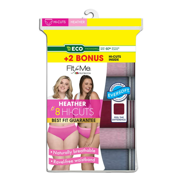 Fit for Me by Fruit of the Loom Women's Plus Size Hi-Cut Underwear, 6+2  Bonus Pack 