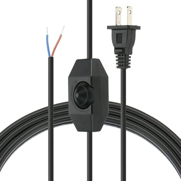 Uxcell 8 Feet Lamp Cord with Plug, 1 Set UL List Lamp Power Cord with Full Range Rotary Lamp Switch, Black