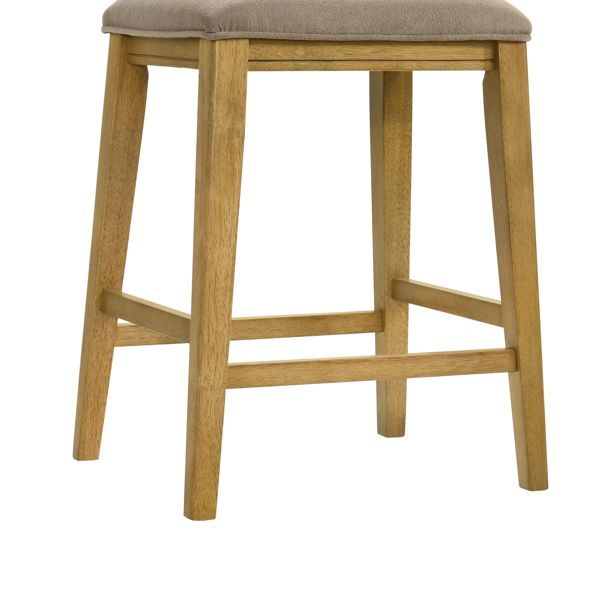 Jane Contemporary Transitional Wood Counter Height Kitchen Bar Stool in Amber Glow Finish with Taupe Fabric Upholstered Seat