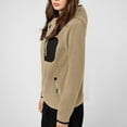 thumbnail image 5 of SenZhen Casual Jacket for Women with Pocket Zipper Women's New Americana Long Sleeved Fleece Color Block Jacket Khaki S, 5 of 5