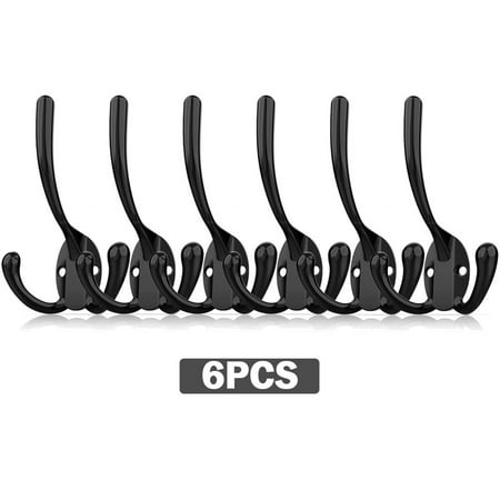 

Coat Hooks Wall Mounted 6 Pack Heavy Duty Wall Hooks with Screws Prefect for Hanging Entryway Coat Scarf Bag Keys Hat Scarf and Jacket Tow-Hole