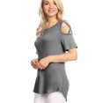 thumbnail image 5 of Made by Johnny Women's Loose Short Sleeve Strappy Cold Shoulder Top XXL HDG, 5 of 6
