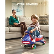 FanttikRide N7 Pro Electric Wiggle Car, Rechargeable Battery, 2-Speed, Anti-Rollover, Flashing Wheels, Bluetooth, Kids Car for Ages 3+, 150 lbs, Blue