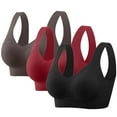 thumbnail image 2 of Women's Workout Sports Bra Plus Size 3Pcs Underwear Bra Everyday Underwear Coffee M-6XL, 2 of 9