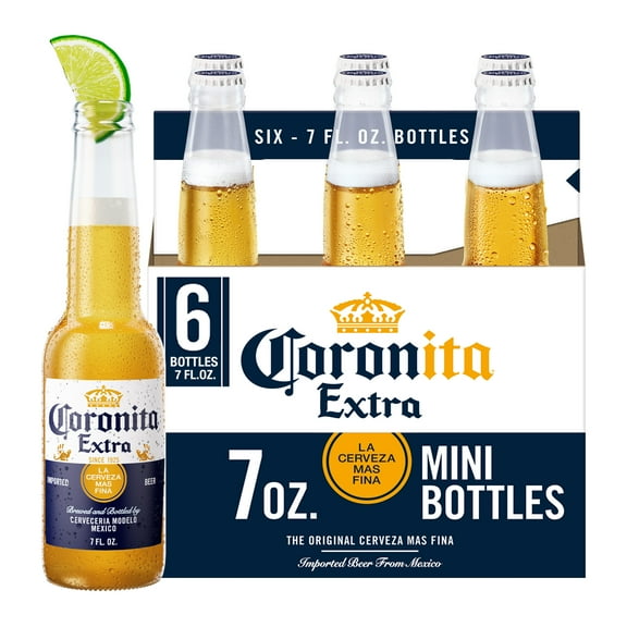 Corona Extra Coronita Mexican Lager Import Beer, 6 pack 7 fl. oz. Mini Bottles, 4.6% ABV