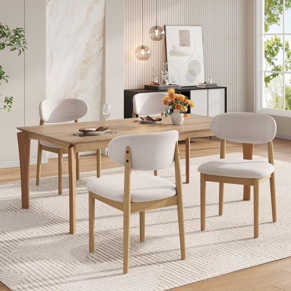 Christopher Knight Home 5-Piece Mid-Century Dining Set, 59" Dining Table with 4 Beige Upholstered Chairs