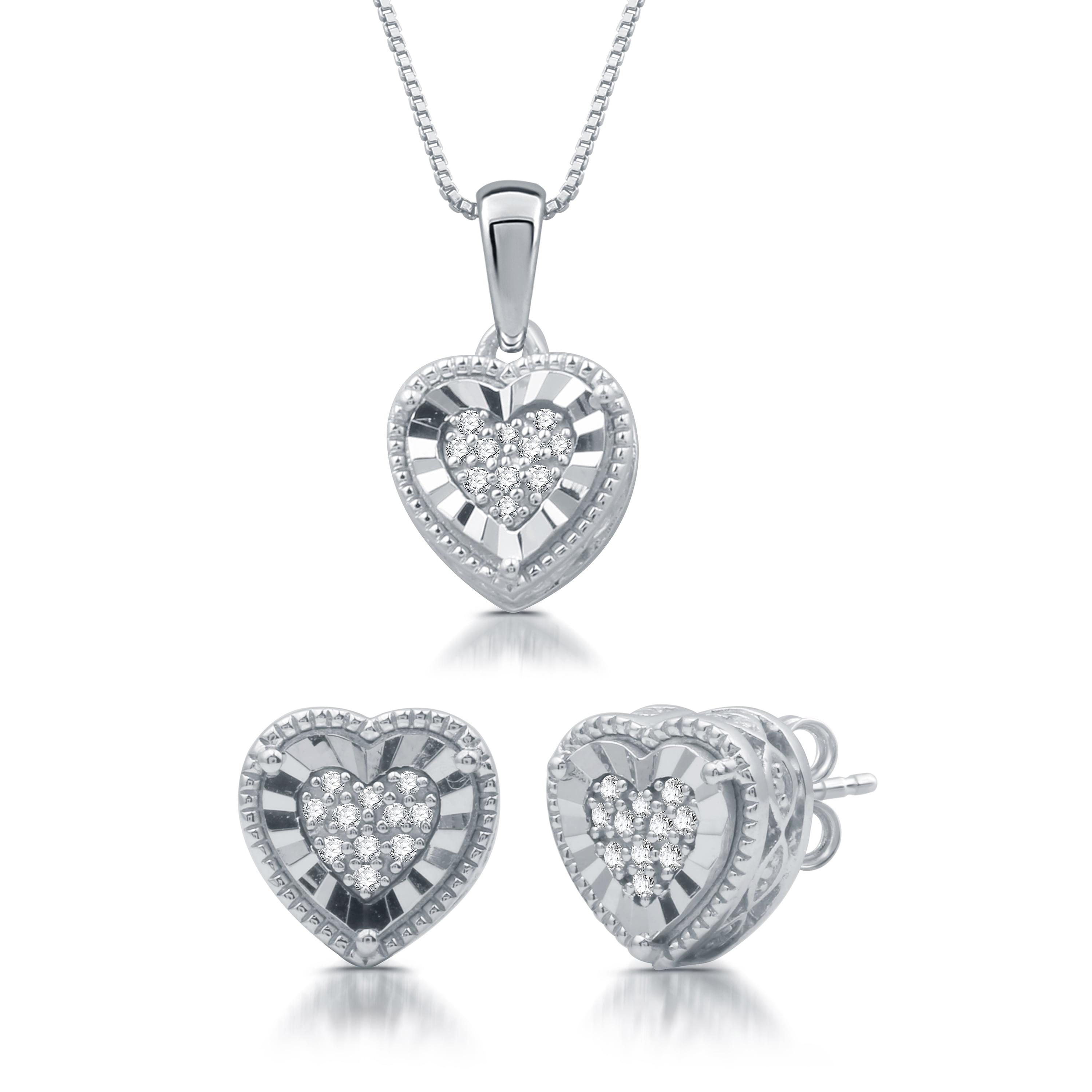 Brilliance Fine Jewelry 1/10 Carat T.W. Diamond Sterling Silver Heart ...