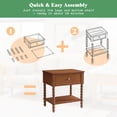 thumbnail image 4 of Merluxy Solid Wood Nightstand with Turned Legs, Vintage Wide Bedside Table with Drawer, Wooden End Table for Bedroom/Living Room, Brown, 4 of 9