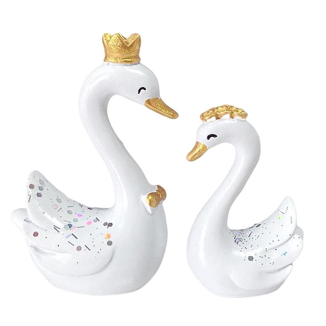 Estatua de cisne de resina 3D de pie, figuritas, esculturas artesanales, obras de arte, novedad para el hogar Mini blanco