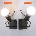 thumbnail image 4 of Metal wall lamp Children's small figure wall lamp Bedroom mini doll bedside lamp-style:style3;, 4 of 5