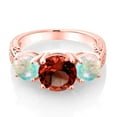 thumbnail image 3 of Gem Stone King 4.50 Ct Round Red Garnet White Simulated Opal 18K Rose Gold Plated Silver Ring (Size 6), 3 of 5