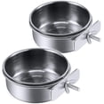 thumbnail image 4 of 2 tazas de alimentación para loros, plato de comida para pájaros, comederos de acero inoxidable para loros, cuencos para jaula de agua con soporte de abrazadera para cacatúas, conures,, 4 of 7