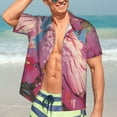 thumbnail image 4 of Cauagu Pink Parrot Tropical Blossoms Print Hawaiian Shirt for Men,Casual Short Sleeve Button Down Shirts Summer Beach Men's Regular-Fit Short-Sleeve Print Shirt -Large, 4 of 6