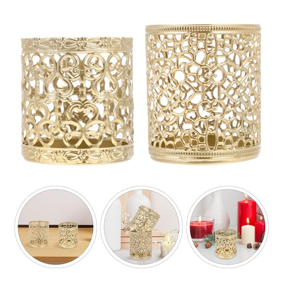 TABLETREANDS 2Ud Soporte Para Velas De Hierro Duradero Estilo Vintage Para De Salón Dorado