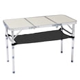 thumbnail image 3 of Folding Camping Table, 3 Adjustable Heights, Aluminum Tabletop, Mesh Shelf, 110lb Capacity for Camping/Picnics/Beach/Patio, 3 of 12