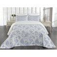 thumbnail image 2 of Ambesonne Paisley Quilted Coverlet 3 Pcs, Abstract Buds and Dots, Queen Size, Black and White, 2 of 4