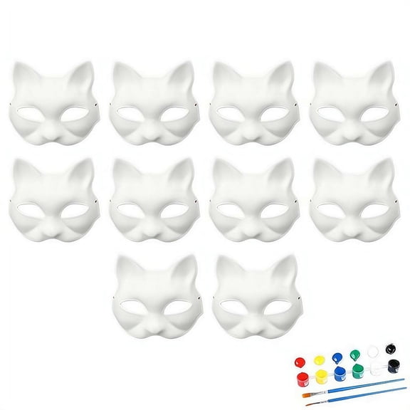 5Pcs White Blank Plastic Cat Masks,DIY Paintable Animal Mask Hand Painted BaseMask,Halloween Hand Painted Facemask,for Cosplay Masquerade Halloween Party Costume Therian Craft Supplies