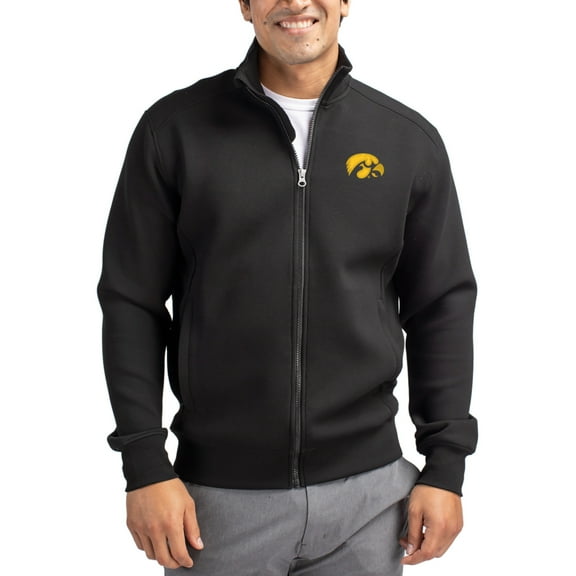 Men's-Cutter & Buck  Black Iowa Hawkeyes Roam Eco Recycled Full-Zip Jacket