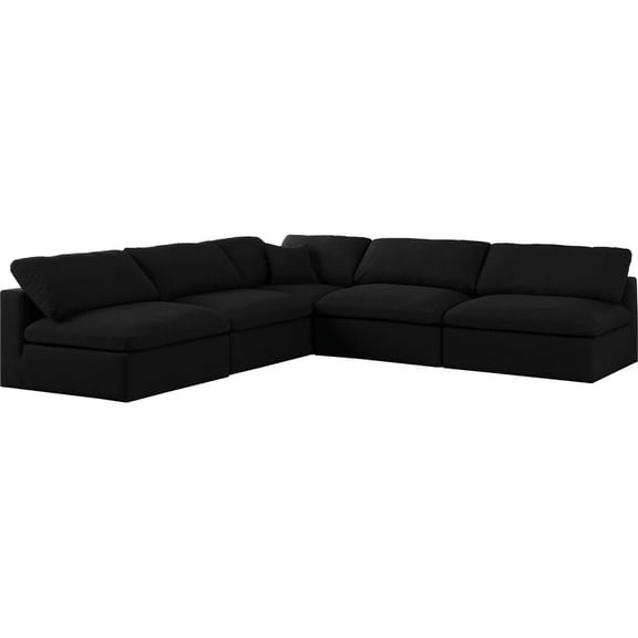 Meridian Furniture Serene Black Linen Fabric Deluxe Modular Sectional