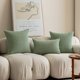 thumbnail image 4 of Paquete de 2 fundas de almohada decorativas de 18x18 pulgadas para sala de estar sofá cama sofá, suave funda de cojín cuadrada de pana a rayas 45x45 cm, verde hierba, 4 of 5