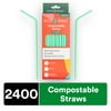 ECO SOUL 100% Compostable Straws [2400 Count] [8.25"] Eco-Friendly Biodegradable Sustainable Disposable Straws, Cocktail Cold Drink Smoothie Bendable Straws