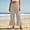 Khaki, variant on Linen Pants for Women Elastic Waisted Straight Leg Ruffled Hem Wide Fit Comfy Bottoms Summer Casual Fashion Daily Trousers