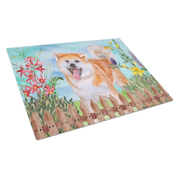 Caroline's Treasures Akita Spring Glass Cutting Board Large